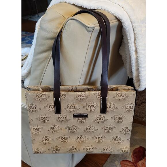 Dooney & Bourke Women's Large Tote Bag Monogram Tan Brown Vintage - Picture 10 of 16